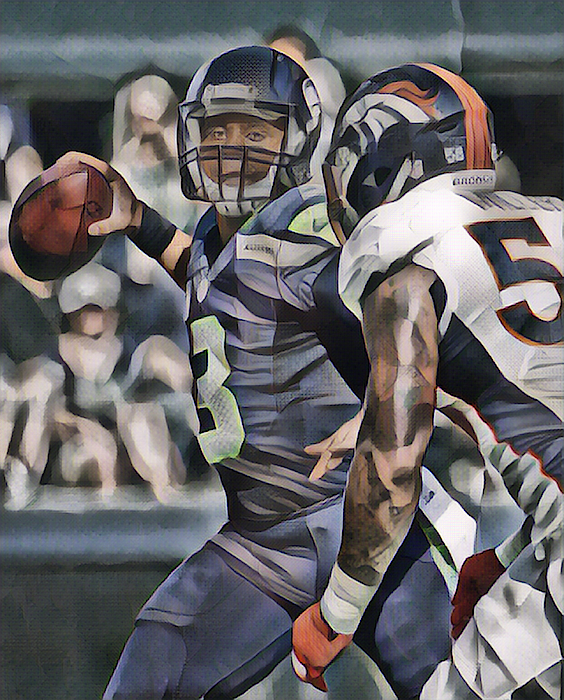 Russell Wilson Football Paper Poster Broncos 2 - Russell Wilson