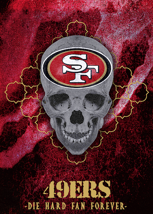 San Francisco 49ers Die Hard Skull art Greeting Card