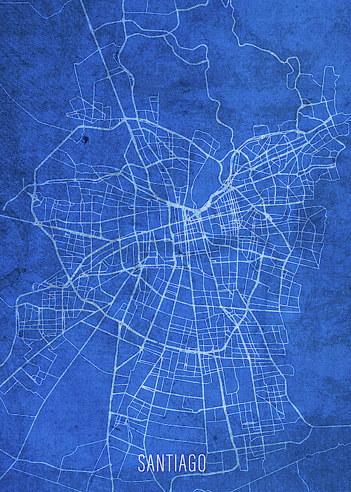 Santiago Chile City Street Map Blueprints Greeting Card by Design Turnpike