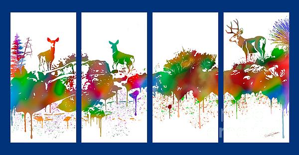 Skyline Deer Habitat 4pc Panel Painting