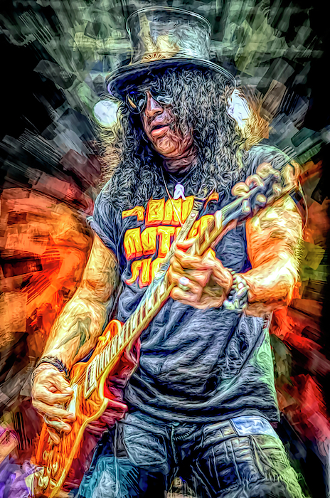 Slash, Guitarist, Guns N' Roses Acrylic Print by Mal Bray - Fine