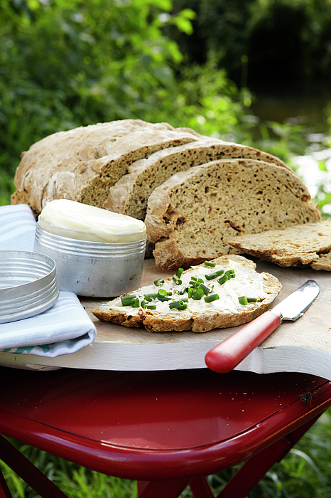 Sliced Country Bread On Picnic Table Tote Bag by Jalag / Olaf