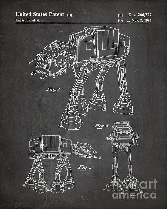 Star Wars Walker Patent, At-At Walker Art - Antique Vintage Throw Pillow