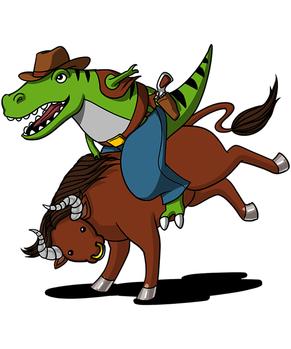 T-Rex Dinosaur Cowboy Riding Rodeo Bull Funny Boys T-Shirt
