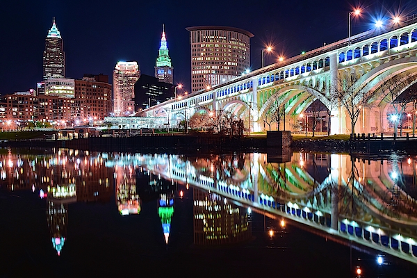 Frozen in Time Fine Art Photography - The CLE Reflecting in the Cuyahoga
