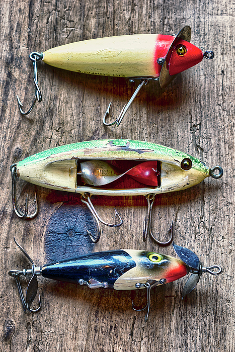Three Vintage Fishing Tackle Tote Bag by Craig Voth - Pixels