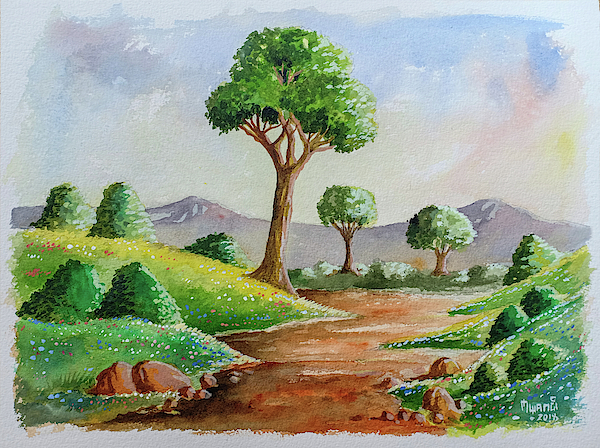 Trees And Flowers Painting