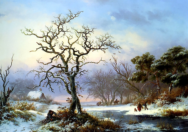 Gert J Rheeders - Twig Gatherers In A Winter Landscape - After The Painting By Frederik Marinus Kruseman L B