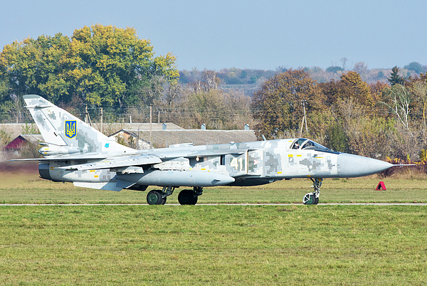 Ukrainian Air Force Su-24 Taxiing Greeting Card by Giovanni Colla