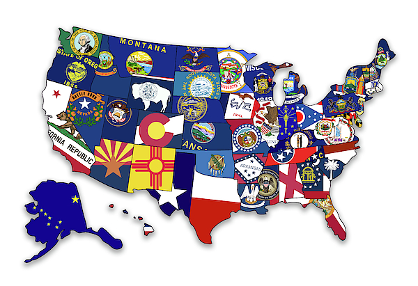 Usa States Flags Map Photograph