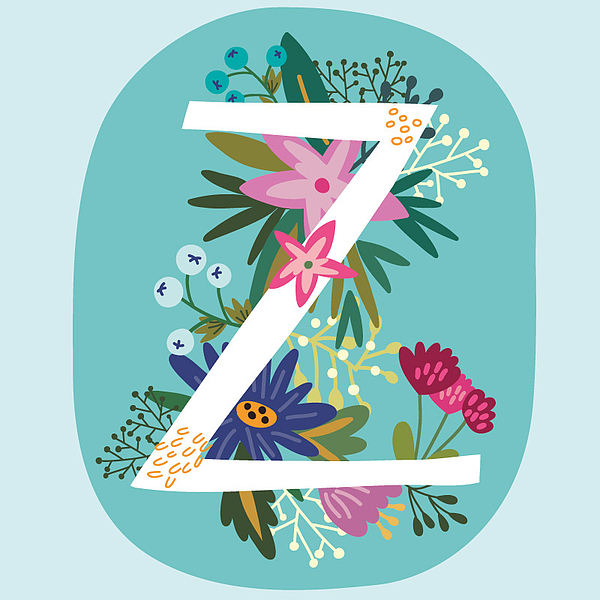 Vector Hand Drawn Floral Monogram with Vintage Amazing Flowers! Letters R  Perfect for Backgrounds O' Print - MarushaBelle