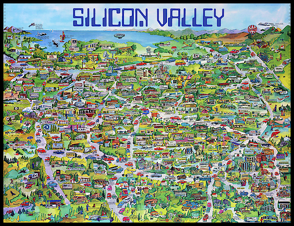 Vintage 19 Silicon Valley Usa Poster Print Shows Many Historic Companies And Places Women S T Shirt For Sale By Kathy Anselmo