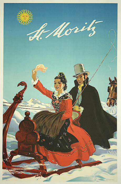 Vintage Travel Poster - St Moritz, Switzerland Fleece Blanket by