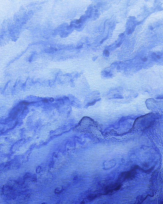 Irina Sztukowski - Waves Of Sky Blue And Ultramarine Watercolor Abstract 