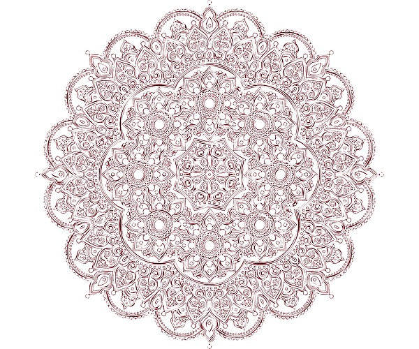 Whimsical Burgundy Mandala Digital Art