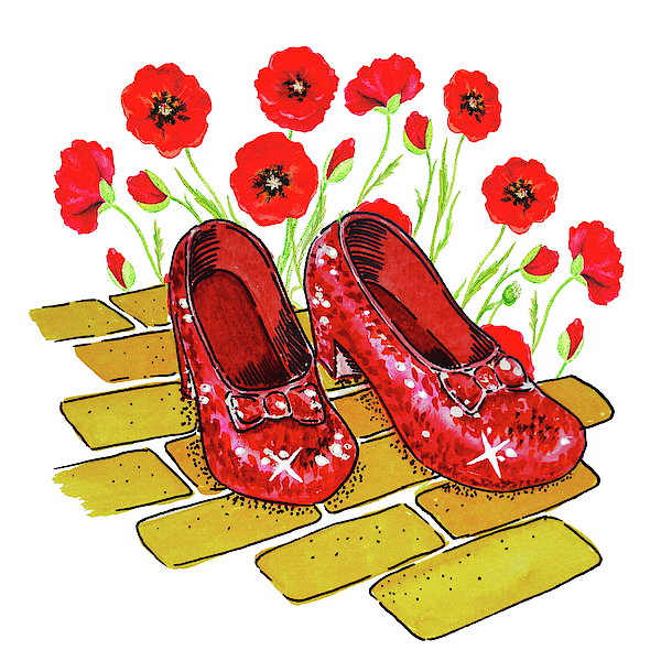 Wizard Of Oz Ruby Shoes And Red Poppies Coffee Mug by Irina 