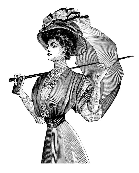 Woman With Umbrella, Vintage Black and White Art Jigsaw Puzzle by Mick  Flodin - Pixels
