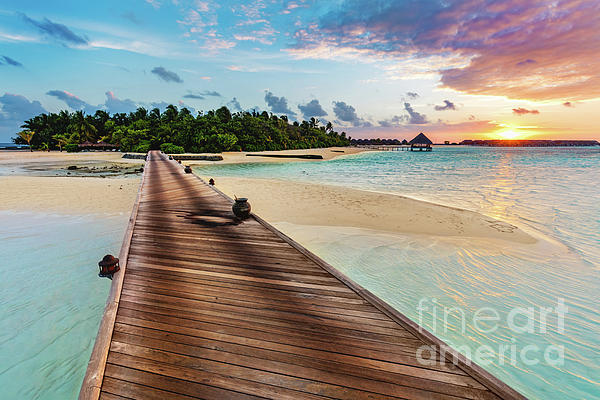 Wooden jetty on a blue sea Coffee Mug