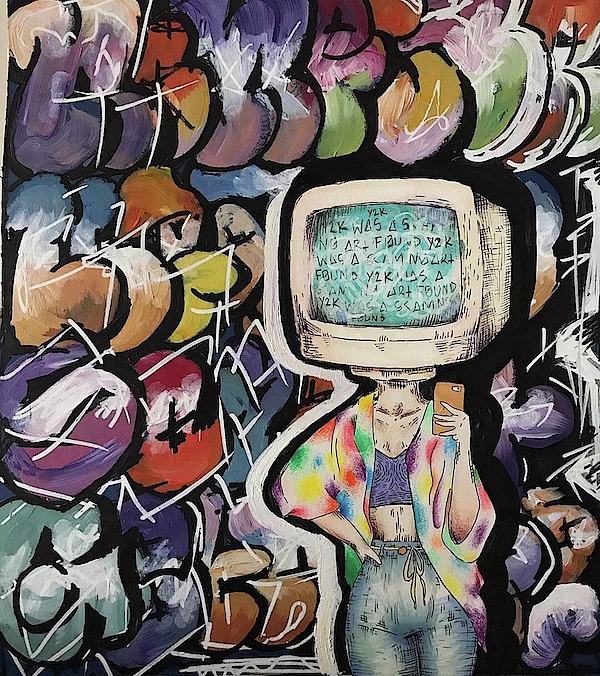 cyber y2k, an art acrylic by Pudding Arts - INPRNT