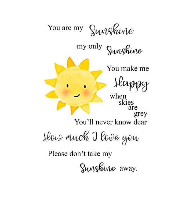 You Are My Sunshine lyrics card