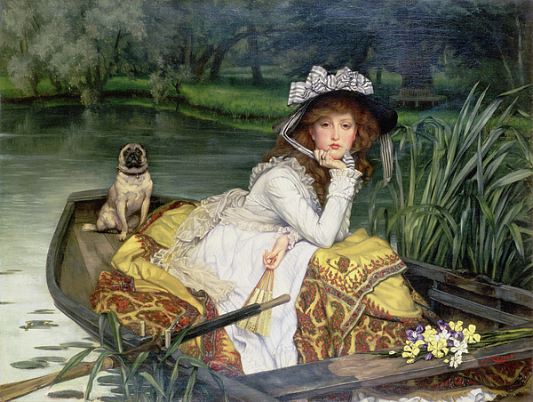 Young Woman In A Boat Or Reflections C.1870 Ornament by James