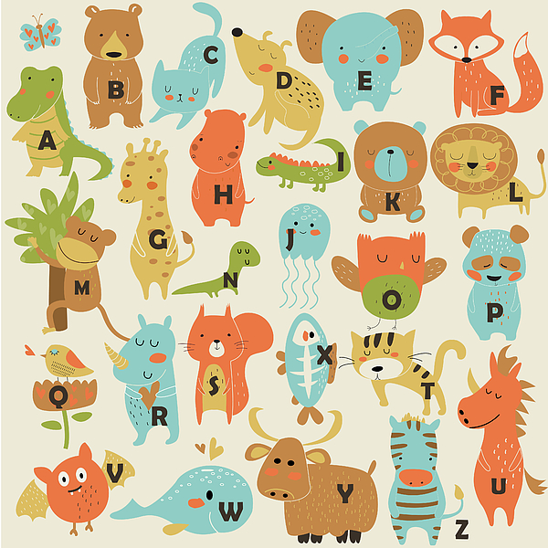 Zoo Alphabet With Cute Animals In Greeting Card for Sale by Kaliaha Volha