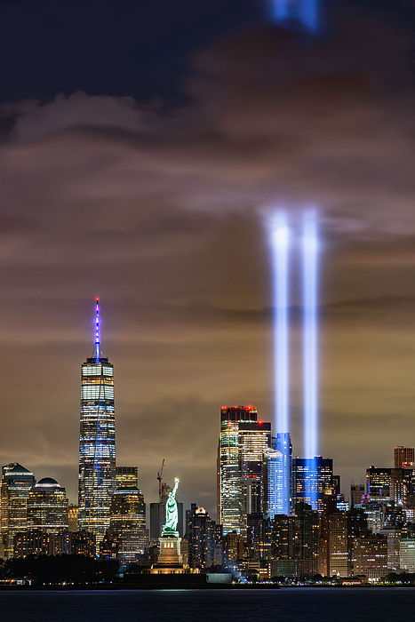 9/11 Memorial Lights Greeting Card by Randy Lemoine
