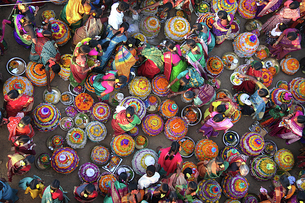 Bathukamma Festival in Telangana Sticker by Satyanarayana Gola - Fine Art  America