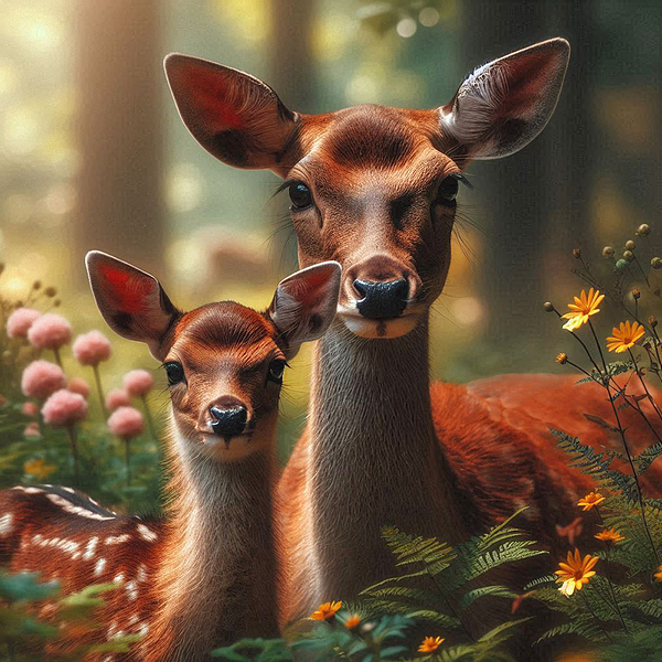 Sandi OReilly - A Doe And Her Fawn In The Forest