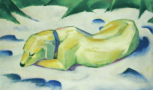 Franz Marc - Dog Lying in the Snow, from 1911