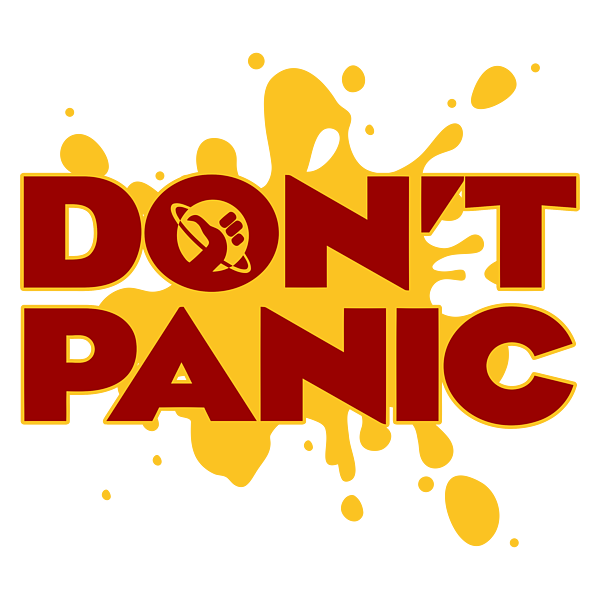 Don't panic The Hitchhiker's Guide to the Galaxy Sticker for Sale