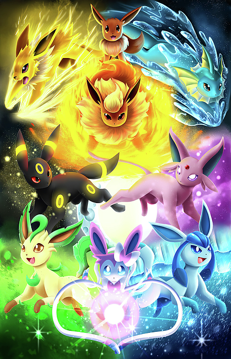 Eevee evolution for every type (some are concept art)