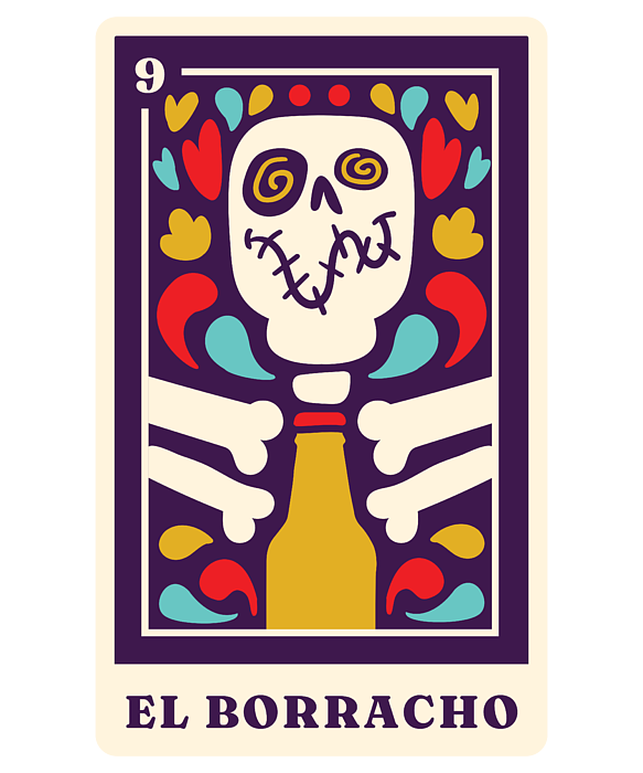 El Borracho Muertos Mexican Lottery Greeting Card by Me