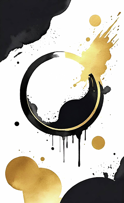 La Moon Art - Gold And Black Abstract 