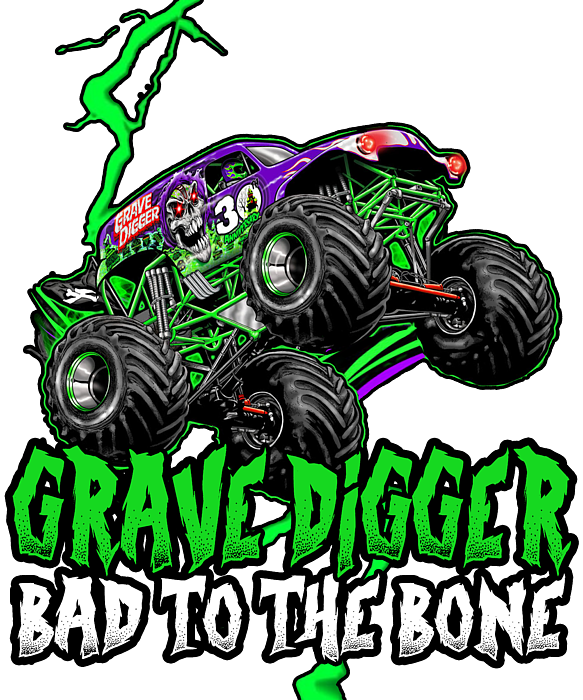 Grave Digger Monster Truck Sticker by Joye - Pixels
