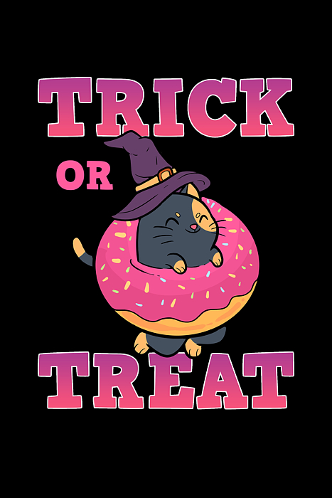 Halloween Donut Trick Or Treat Food Pun Anime Cat 1 Fleece