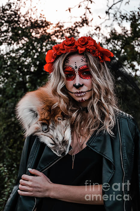 https://images.fineartamerica.com/images/artworkimages/medium/3/1-happy-halloween-concept-scared-horrible-female-sitting-in-special-outfit-wears-white-clay-skull-professional-sugar-skull-makeup-to-look-spooky-wears-black-clothes-playing-with-fox-fur-anastasiia-yanishevska.jpg