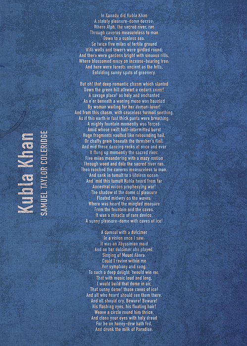 Kubla Khan by Samuel Taylor Coleridge Classic Poem Iconic Poetry on Old ...