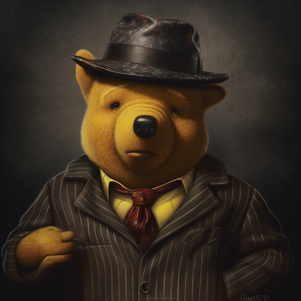 The Bear Mobster - Comical Gangster Style Winnie the Pooh #1 Beach