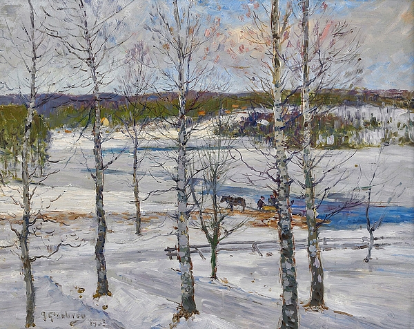 Anton Genberg - Northern Winter Landscape with Birches
