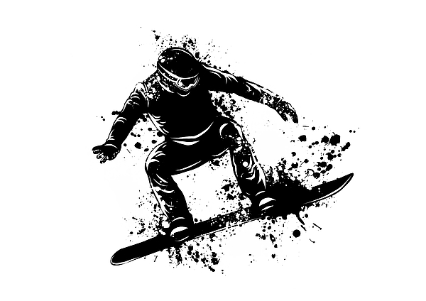 Silhouette of a snowboarder jumping. Vector illustration #1 Greeting Card  by Dean Zangirolami