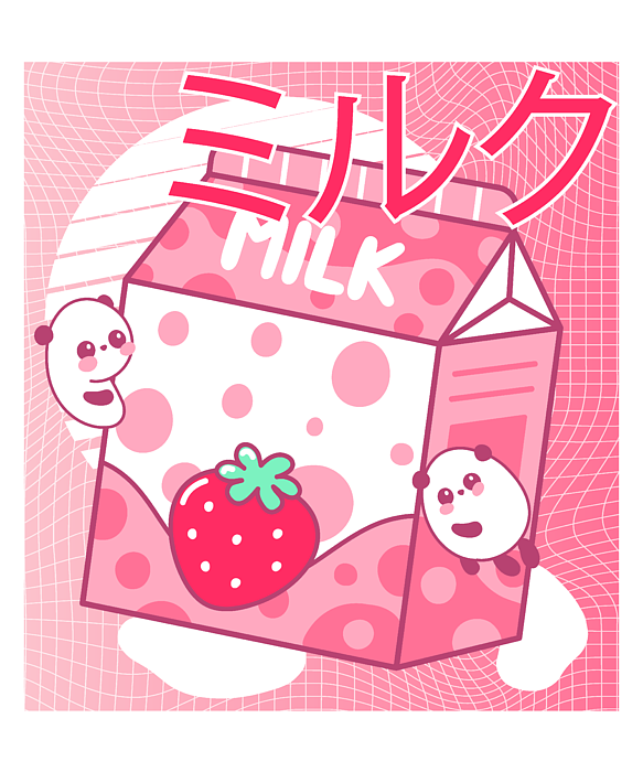 Cute Pink Japanese Kawaii Strawberry Milk Kids T-Shirt by Bastav - Fine Art  America