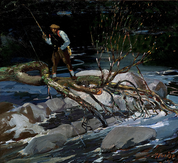 Trout Fishing The Screecher Lake Rossignol Nova Scotia #1 T-Shirt by George  Luks - Fine Art America