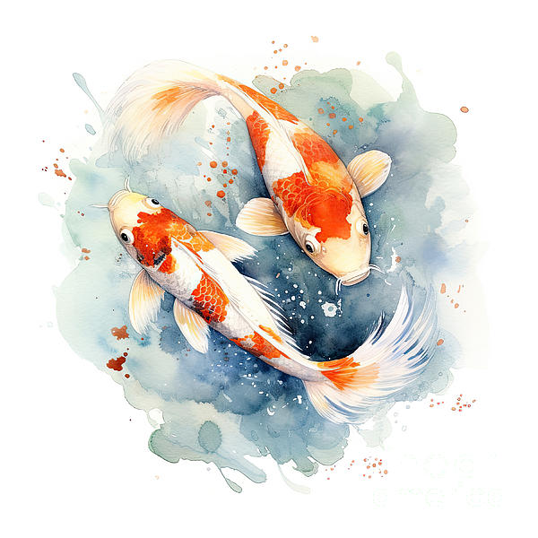 Two beautiful Japanese koi fish in traditional sumi-e #2 Tapestry by Jane  Rix - Instaprints