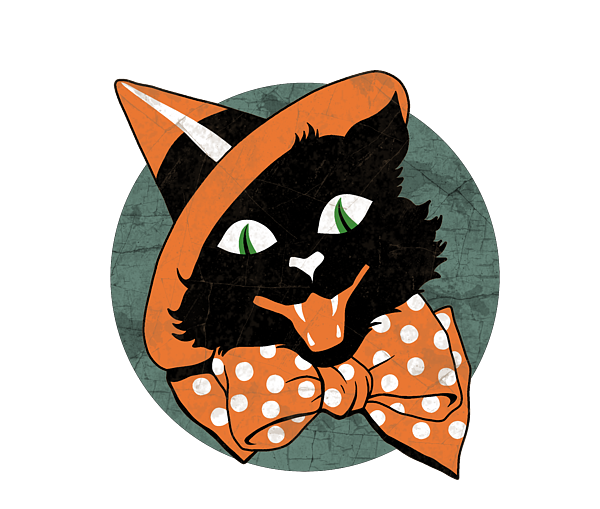 Retro Vintage Halloween Decor Black Cat Face Throw Pillow for