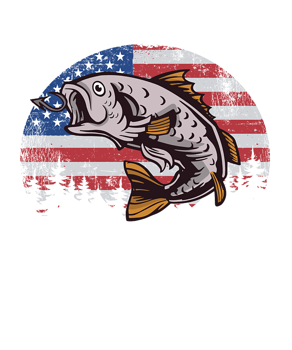 Women Love Me Fish Fear Me Funny Fishing US Flag #1 T-Shirt by
