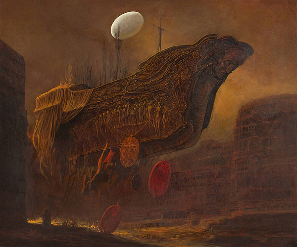 Zdzislaw Beksinski Greeting Card by Issam Lachtioui