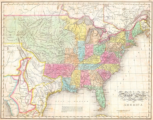 1823 Melsih Map Of The United States Of America Linda Howes 
