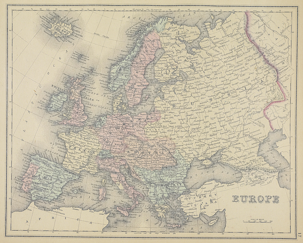 1876 Historical Map of Europe in Color Jigsaw Puzzle by Toby McGuire ...