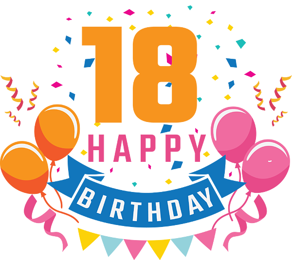 18th Birthday Balloon Banner Confetti Fun Gift Idea Greeting Card for ...